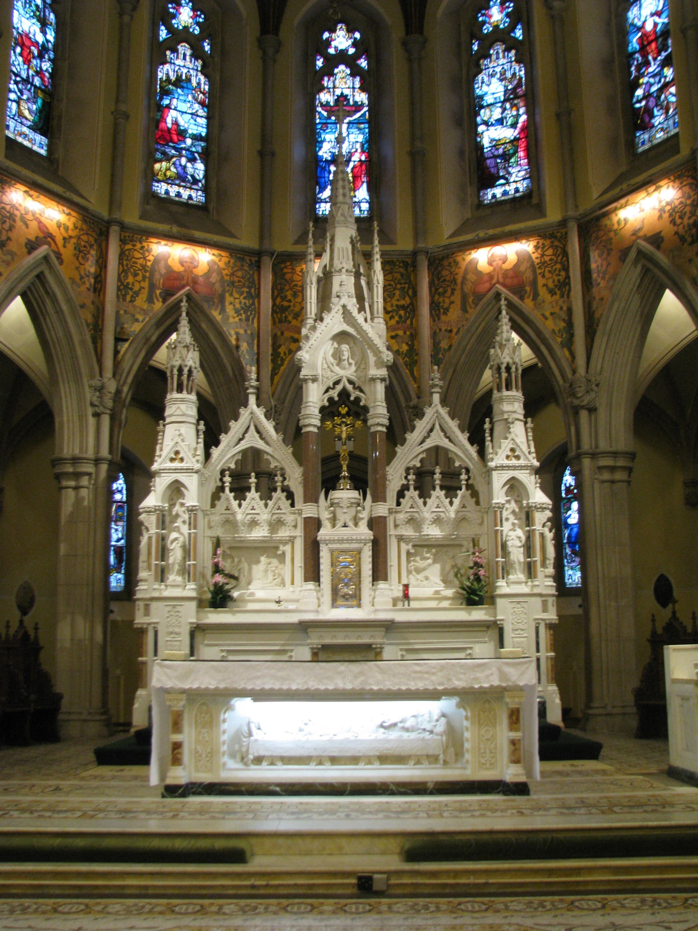 Stained-glass windows above the high altar of St Eunan's Cathedral
