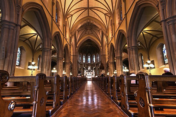 The nave of St Eunan's Cathedral, where Mass is broadcast live
